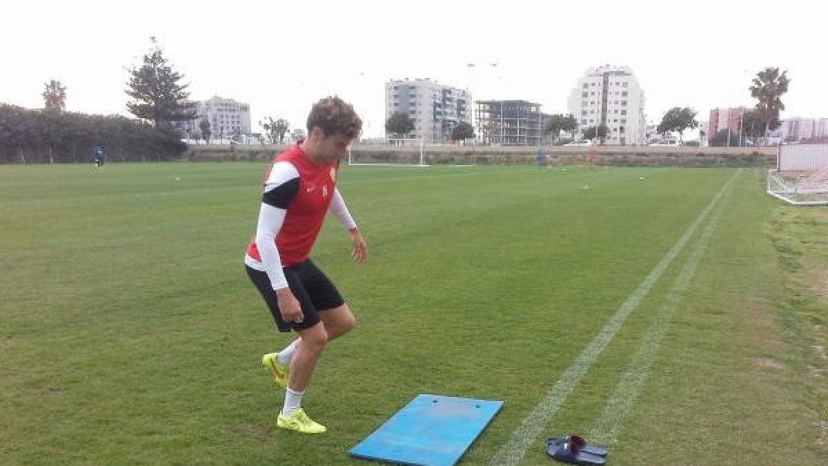 Cruz, en el entrenamiento de este viernes.