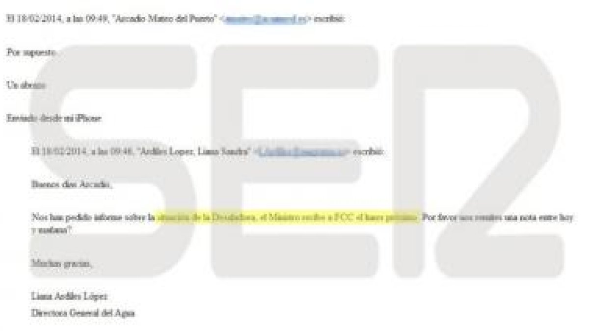 La SER ha tenido acceso a un correo electrónico sobre la polémica desaladora de Carboneras.