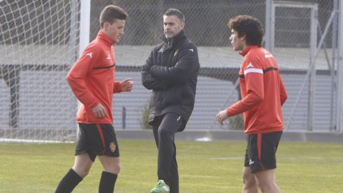 Lluis Carreras en un entrenamiento del Zaragoza.