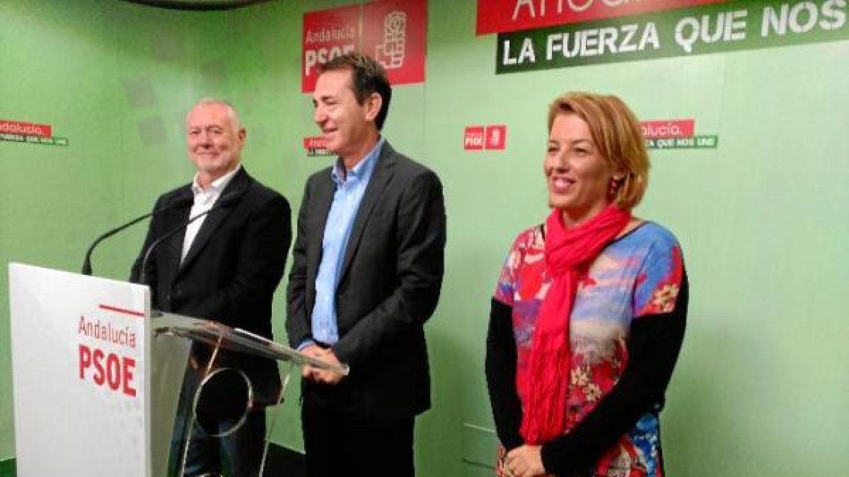 Rueda de prensa en el PSOE.