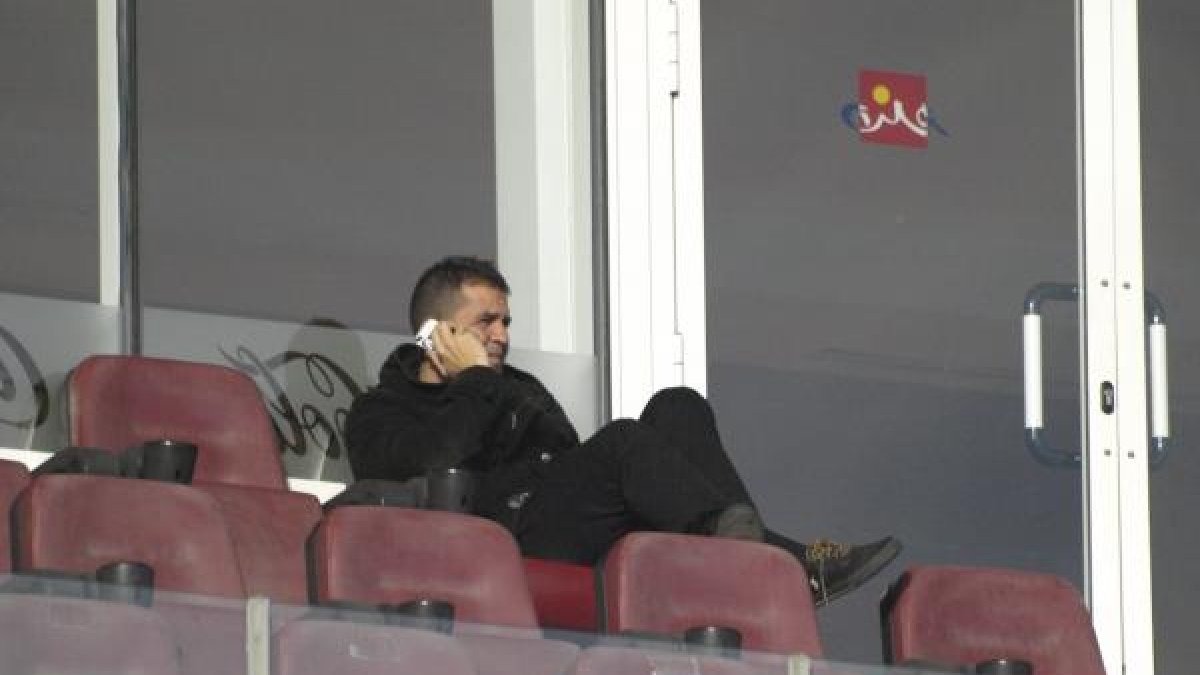 Alberto Benito en el palco esta mañana.