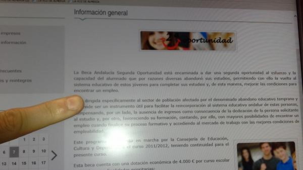 Página web de Educación con información sobre Becas Segunda Oportunidad.