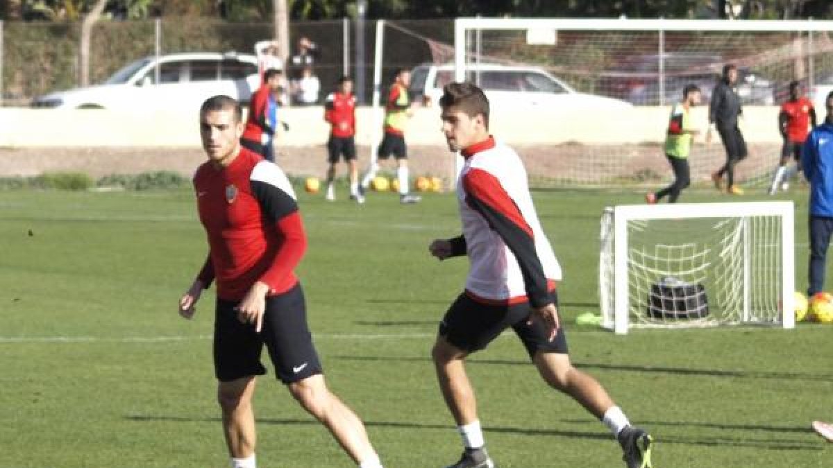 Fran Vélez en el entreno de este miércoles.