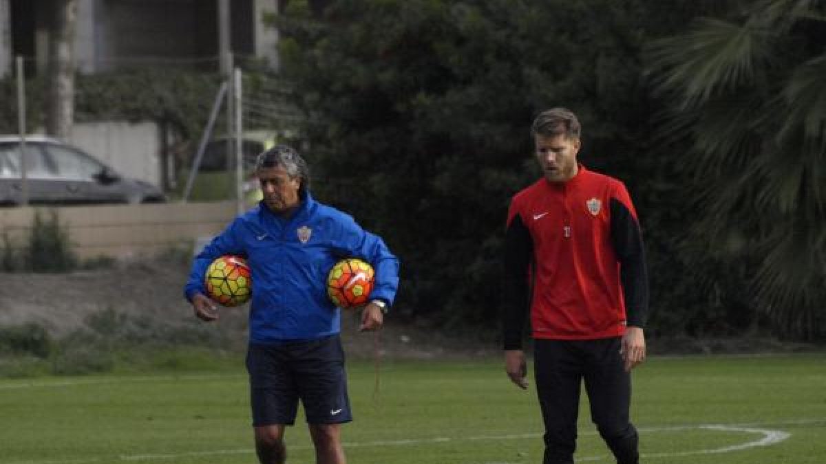 Gorosito y Morcillo en el entrenamiento de hoy.