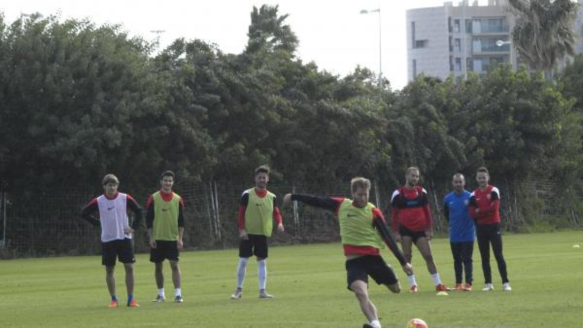 Morcillo en el entrenamiento de este miércoles.