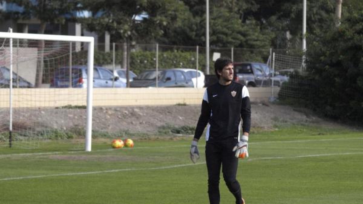 Julián Cuesta en el entrenamiento de este miércoles.