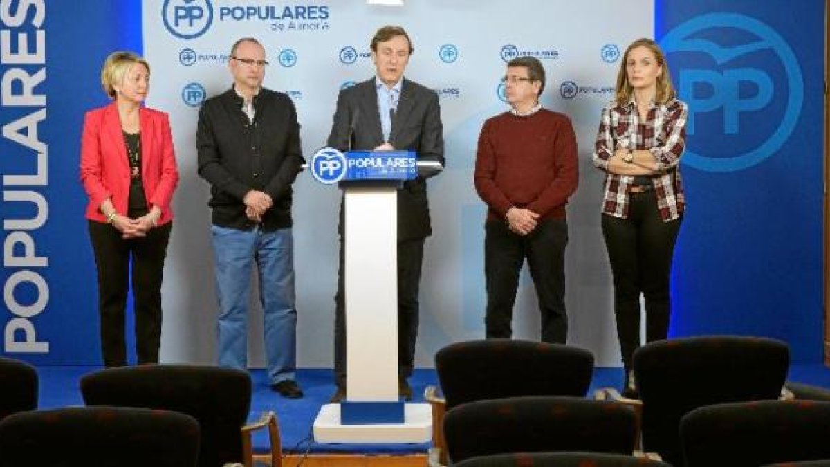 Rueda de prensa esta mañana en la sede del PP.
