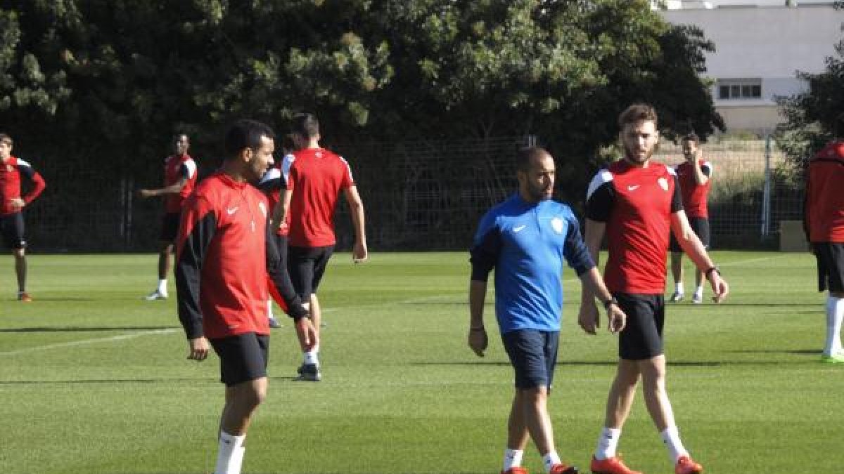 Michel y José Ángel en el entreno de este jueves.