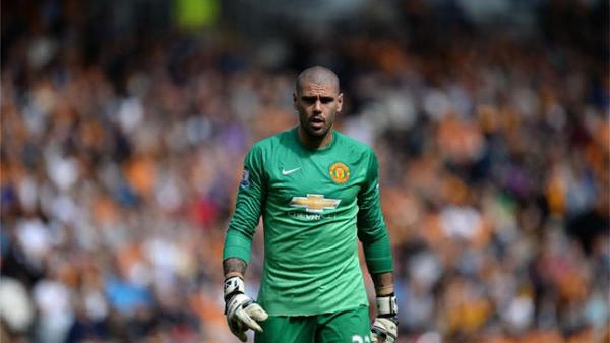 Víctor Valdés, en un partido del Manchester United.