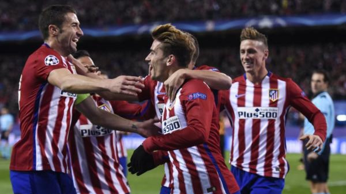 Celebración del primer gol de Griezmann.