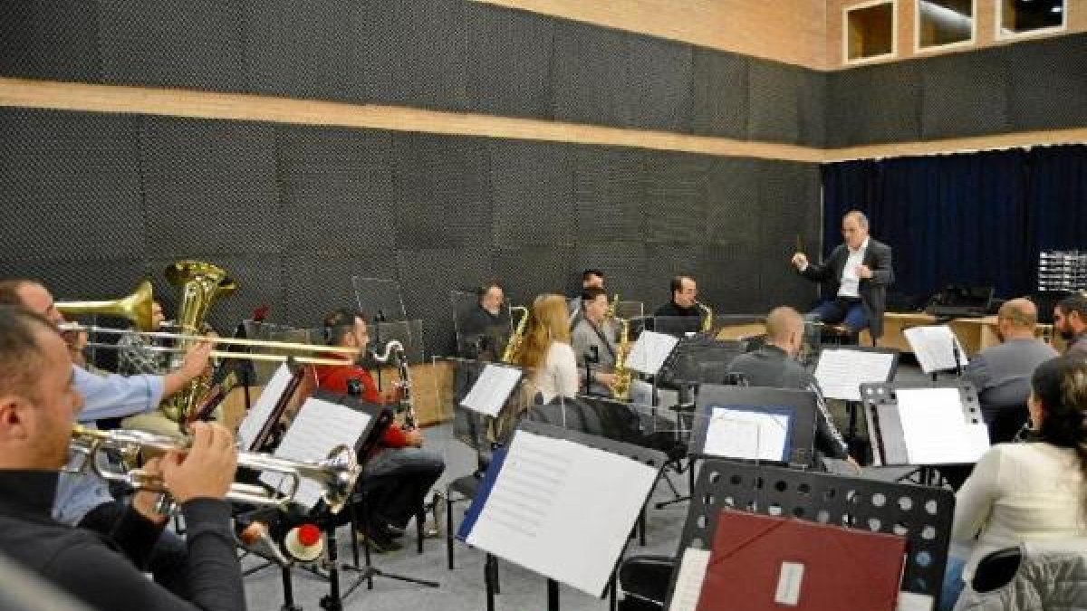 Ensayo de la Banda Municipal, ayer.