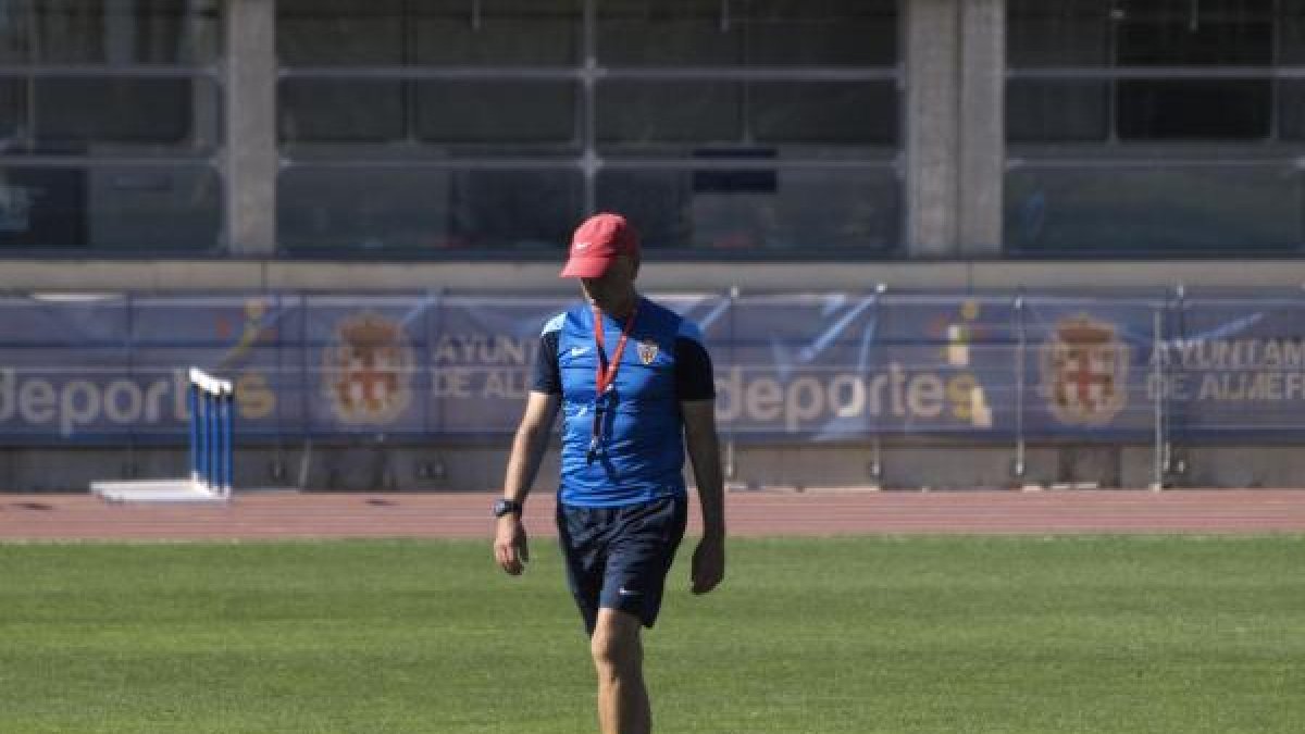 Miguel Rivera en el entrenamiento del viernes.