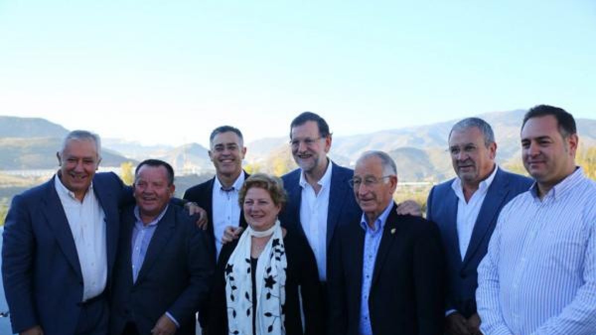 Rajoy, esta mañana, con alcaldes del Almanzora.