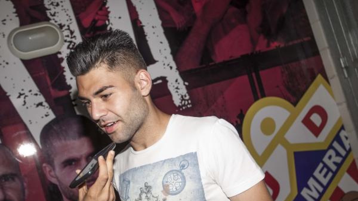 Rubén Duarte, en el túnel de vestuarios del Mediterráneo.