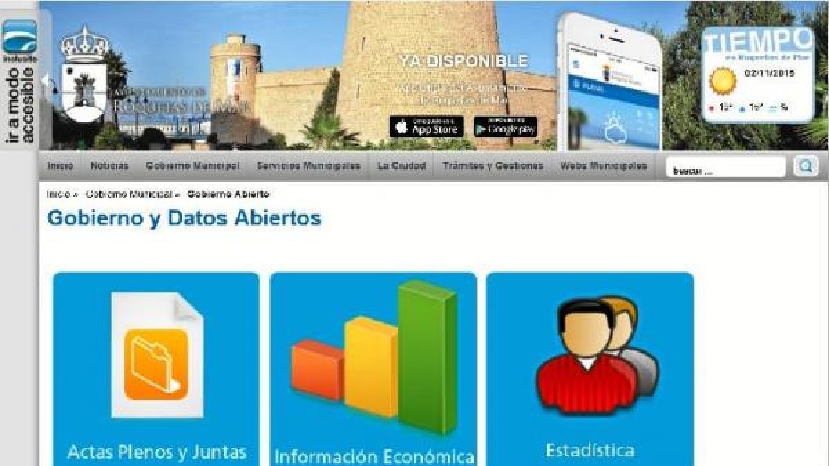 Sección de Gobierno Abierto de la web del Ayuntamiento de Roquetas.