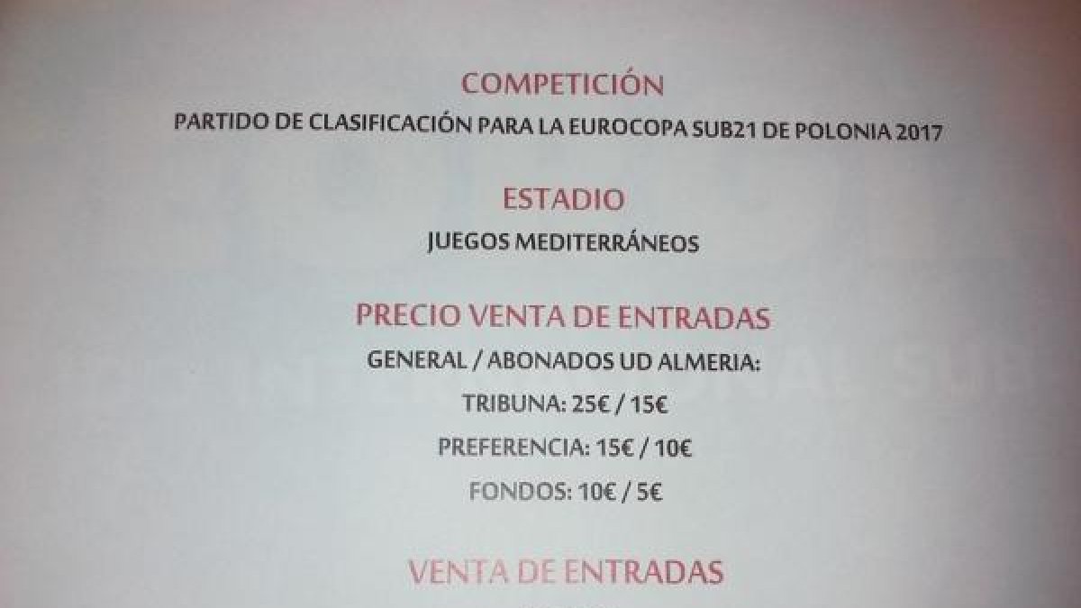Cartel de precios para los abonados y no abonados UDA.