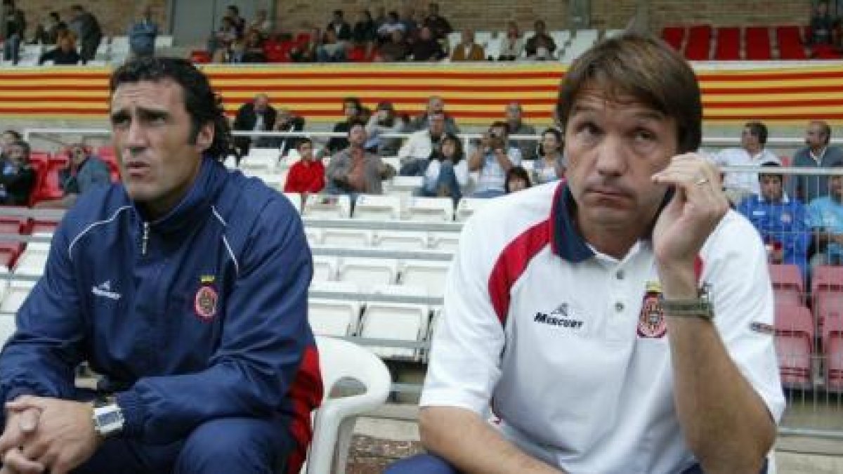 Joan Carrillo (derecha) en su etapa en el Girona.