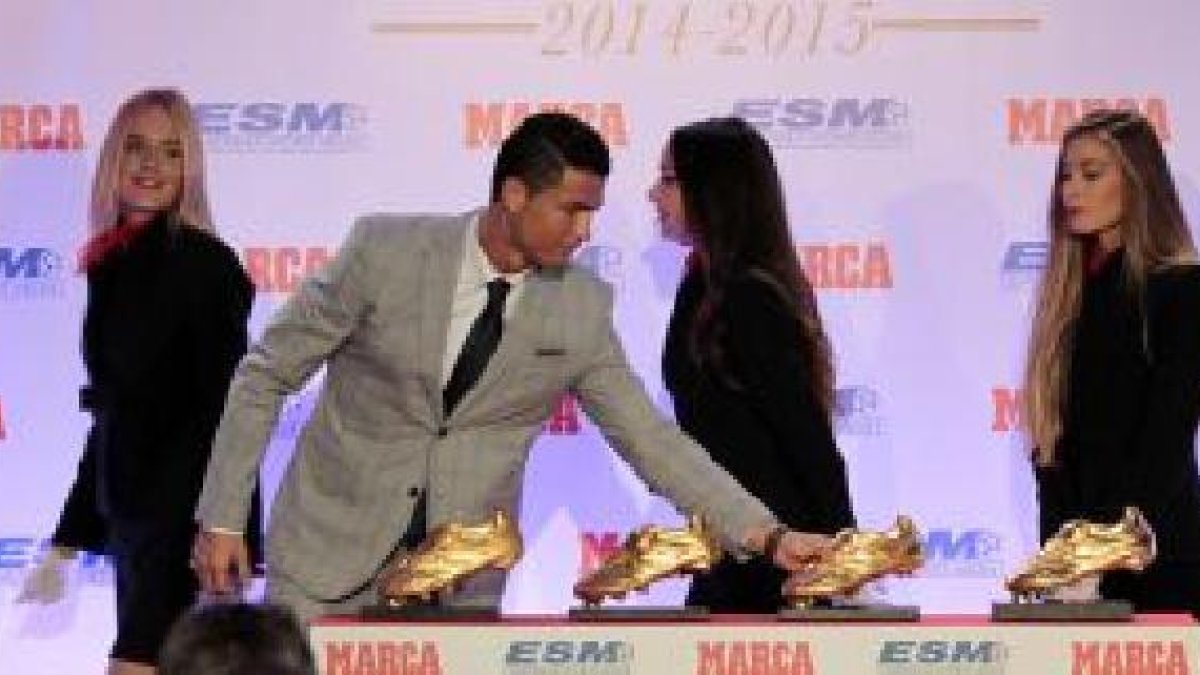 Cristiano Ronaldo, durante el acto de entrega de su cuarta Bota de Oro.