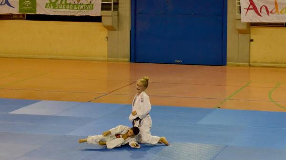 Escolares en una exhibición de judo.