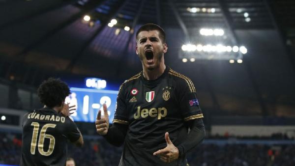Morata celebra su gol ante el City.