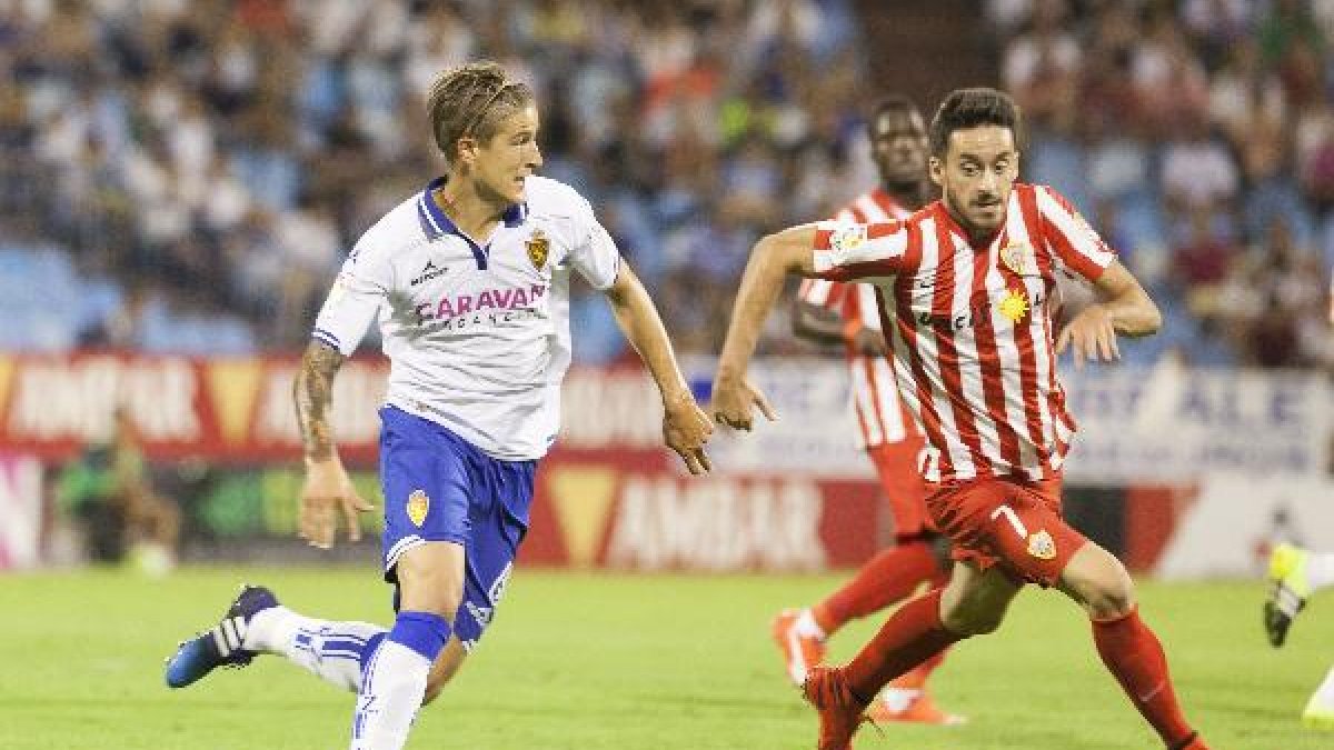 Iago Díaz, en La Romareda.