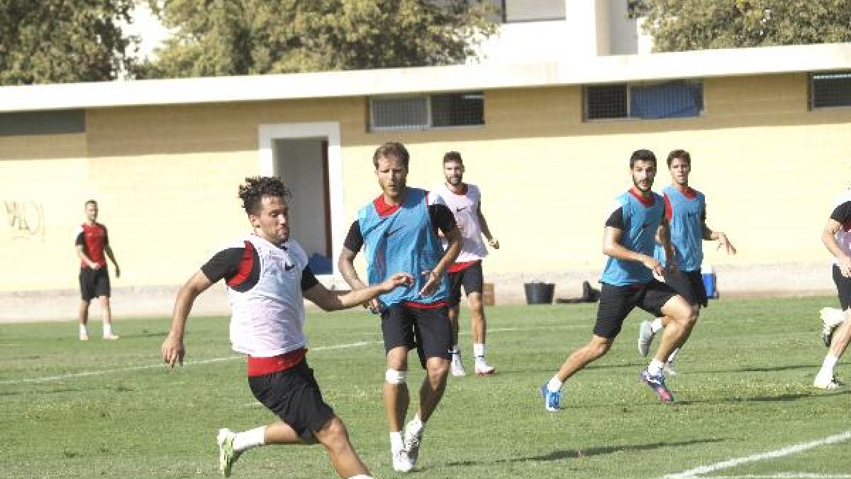 Quique González en un entrenamiento con Jorge Morcillo.