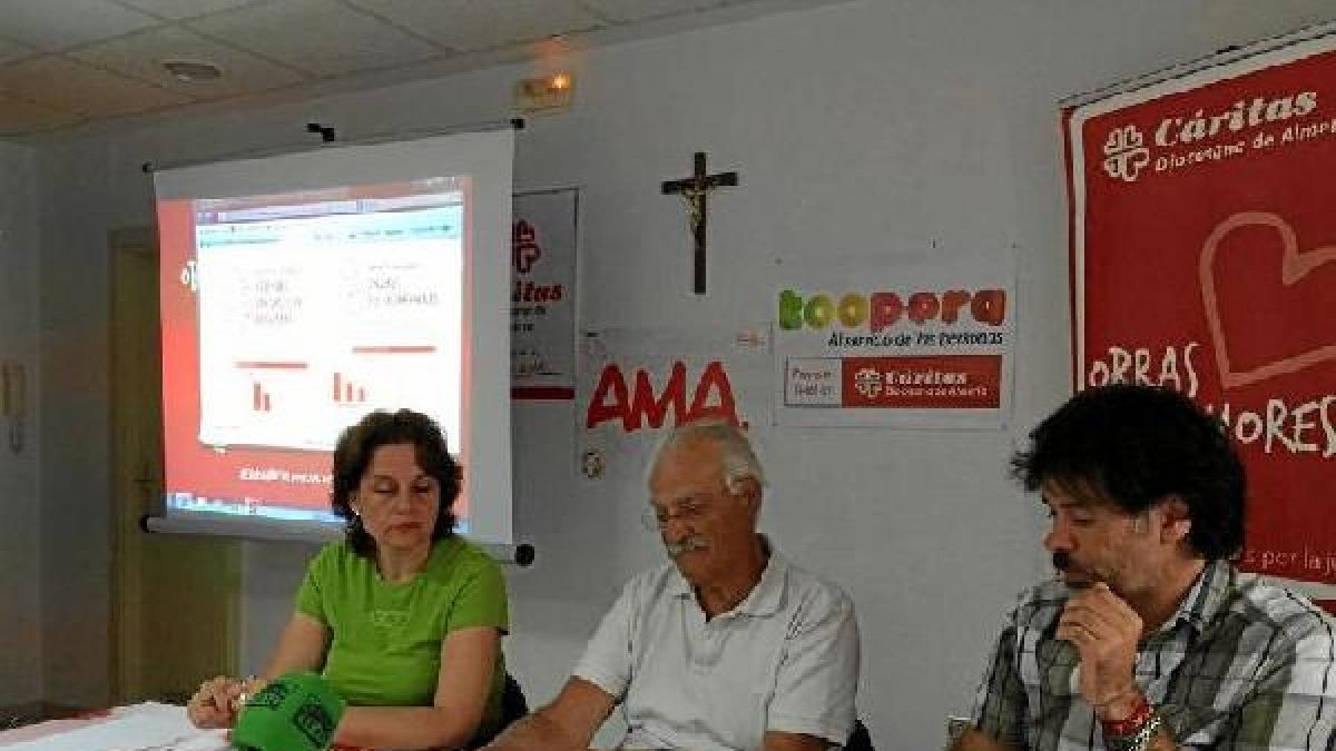 Cáritas Almería durante la presentación de su memoria anual.