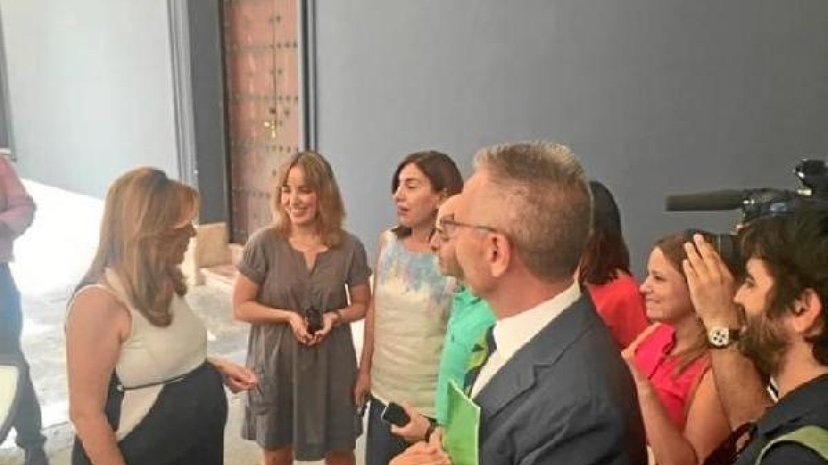 Díaz, el pasado martes con periodistas en Sevilla.