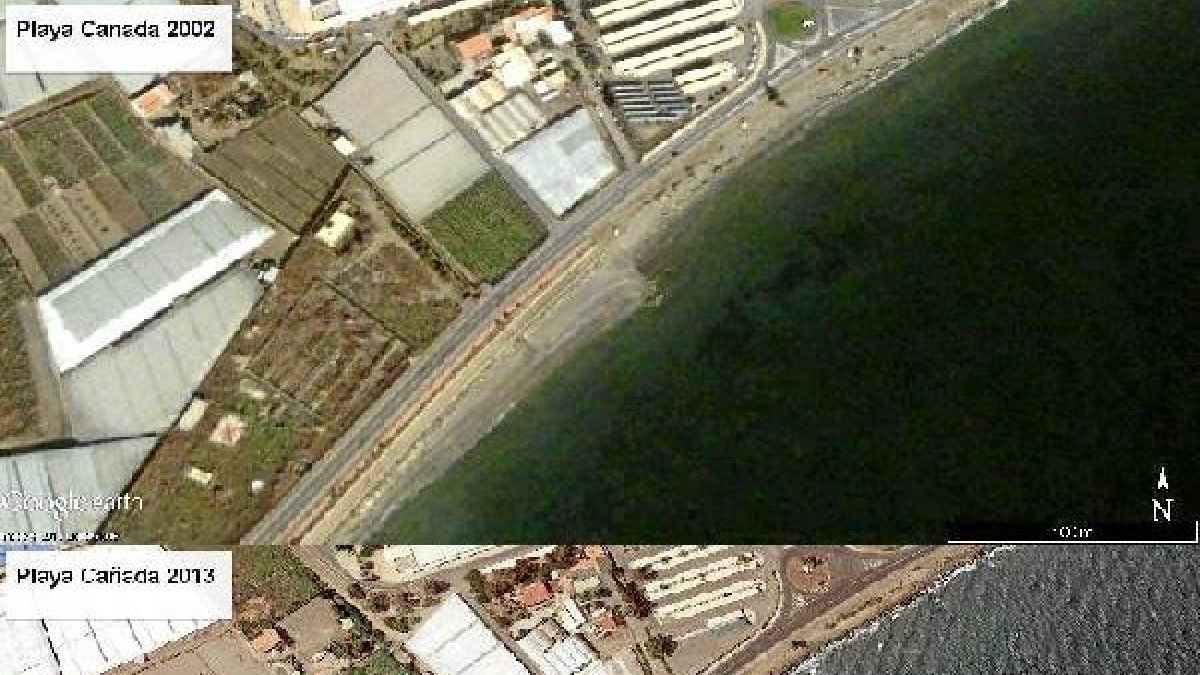 Mapas de situación del litoral en el año 2002 y en 2013