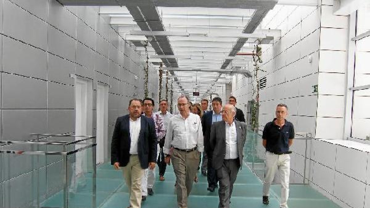 El alcalde, concejales, director del PITA y empresarios durante la visita.