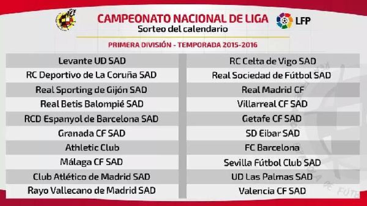 Sorteado el calendario en Primera División.