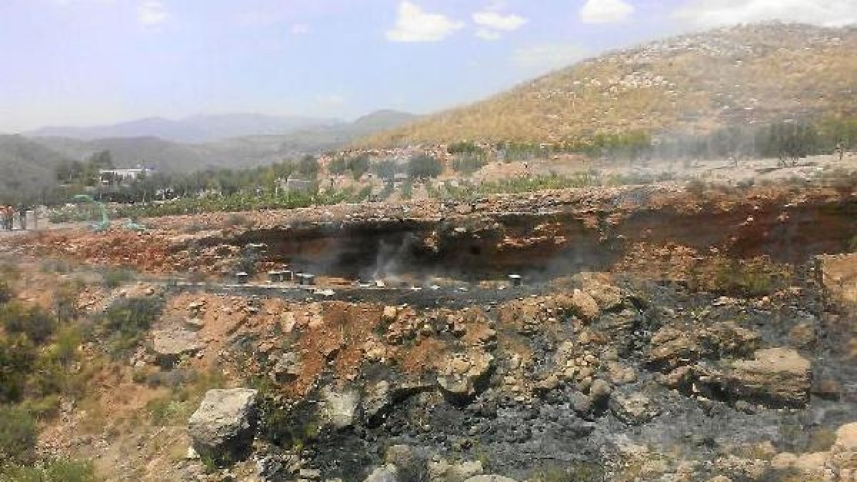 Parte de la superficie quemada en Enix junto a la zona donde se encuentran las colmenas.