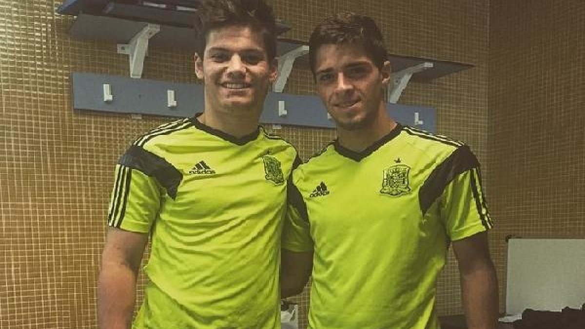 Antonio Marín con Jorge Meré, compañero en la Sub-19.