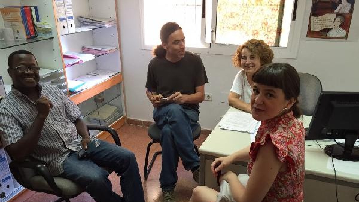 Sindicalistas con Lucía Ayala, de Podemos