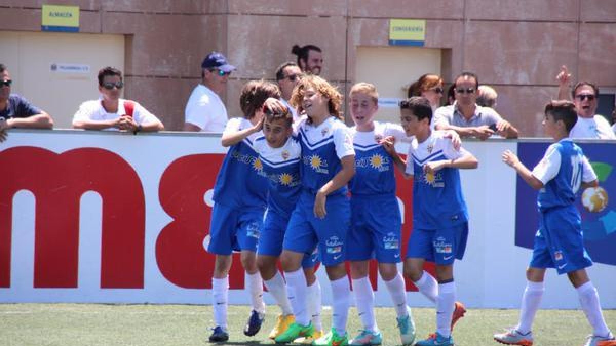 Celebración de unos goles del Almería.