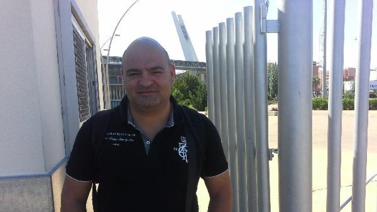 Juan Carlos Cintas, este martes en el Estadio Mediterráneo.