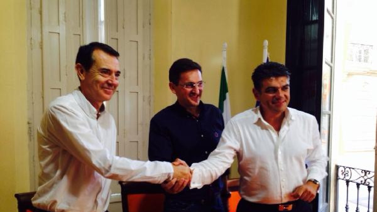 Pérez Navas y Cazorla esta tarde en la sede de Ciudadanos.