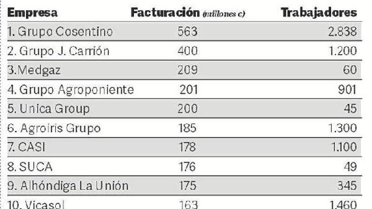 El top de las empresas almerienses por facturación