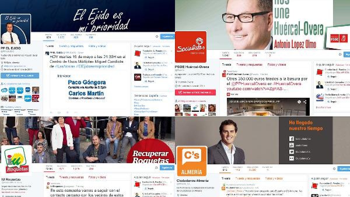 Presencia en Twitter de algunos de los partidos.