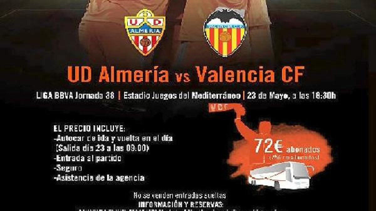 Cartel que anuncia el desplazamiento hasta Almería.