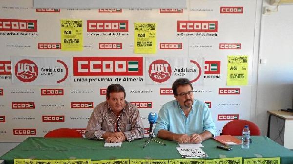 Los secretarios generales de CCOO y UGT ayer presentando los actos del 1 de mayo