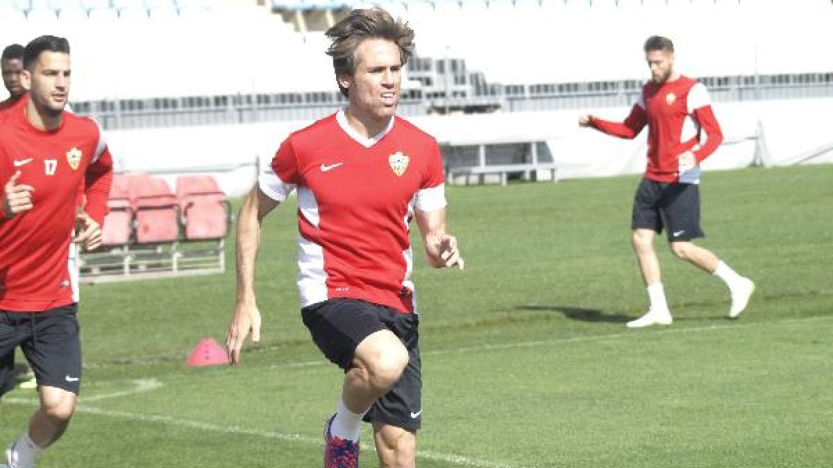 Corona en el entrenamiento de este jueves.