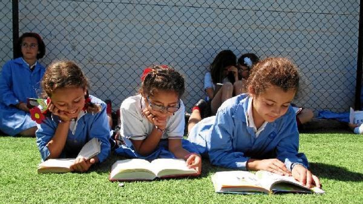 Alumnas del Altaduna durante la celebración del Día del Libro en el centro el pasado año.