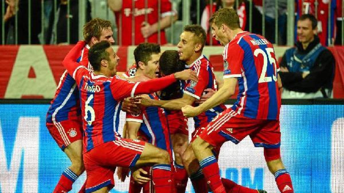Los jugadores del Bayern celebrando uno de los goles.