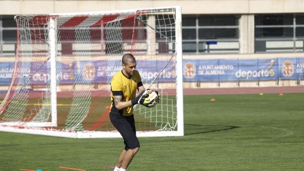 Rubén en el entrenamiento de este miércoles.