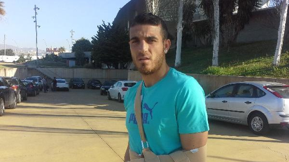 Fran Vélez, llegando este martes al Estadio.