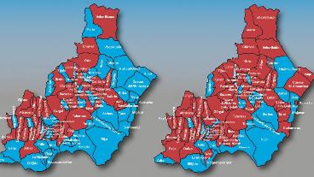 Comparativa de resultados por municipios de la provincia en las elecciones autonómicas