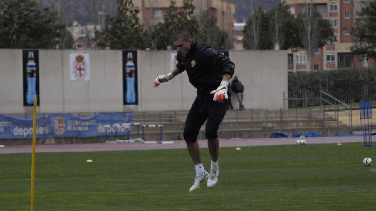 Rubén en el entrenamiento de este miércoles.