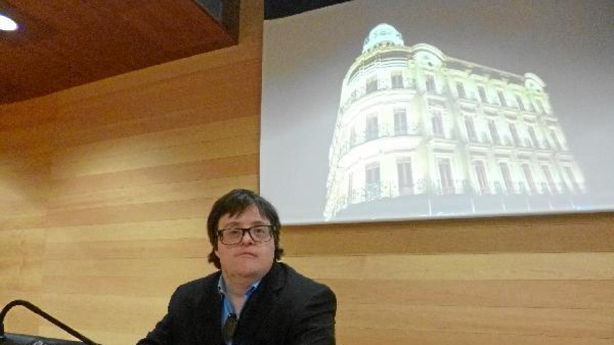 Pablo Pineda, minutos antes de su charla.