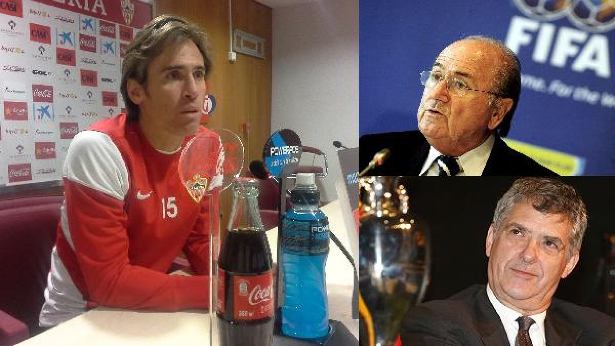 Corona, Blatter (FIFA) y Villar (RFEF).